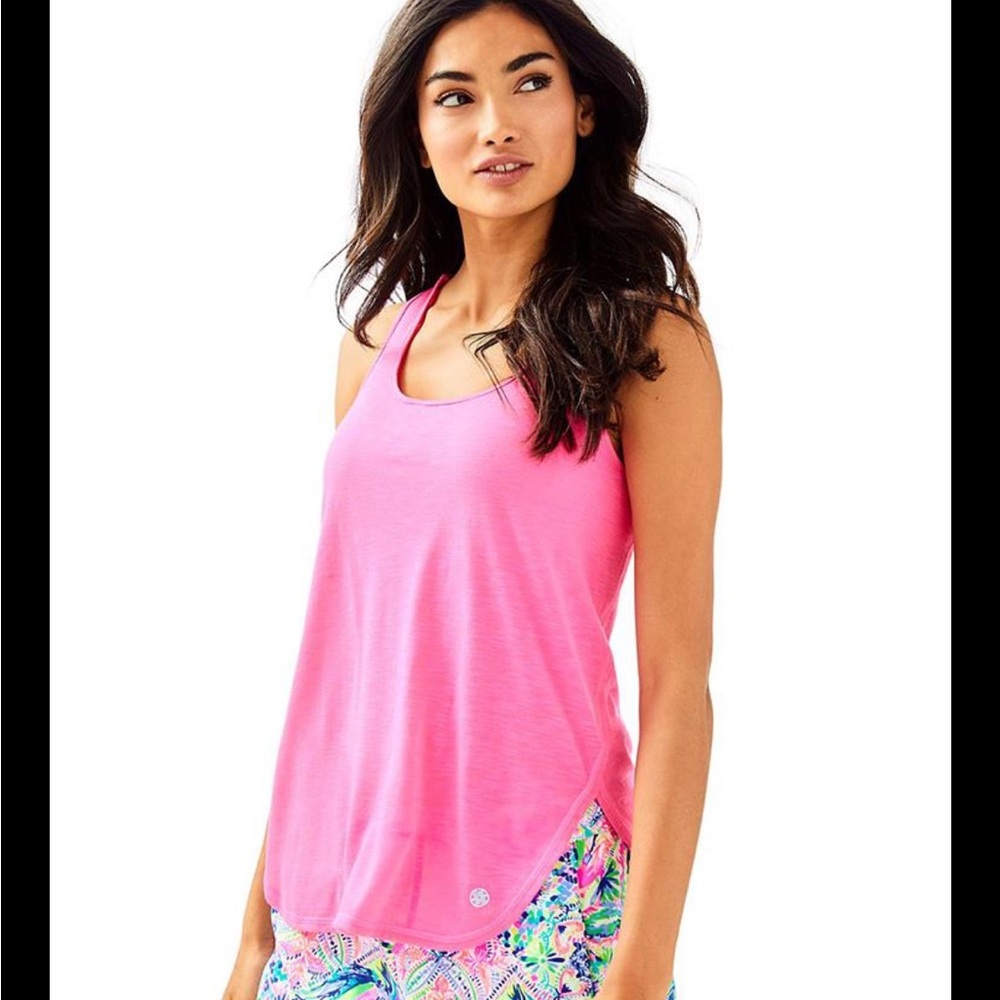 Lilly Pulitzer Kai Pink Racerback Luxletic Tank Top -L